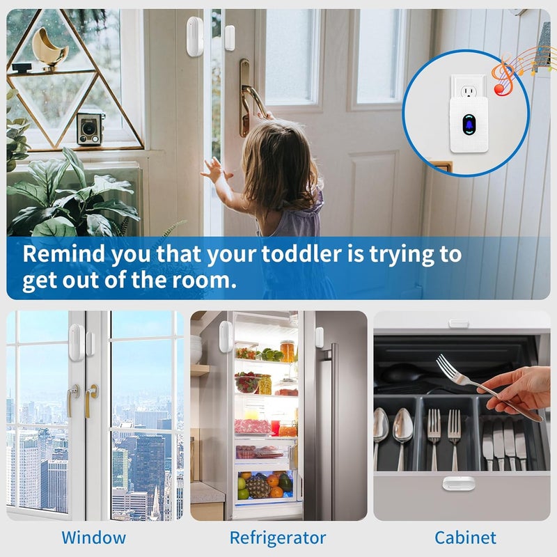 Daytech Wireless Door Chime Alarm System - 800ft Range, 20 Melodies, 5 Volume Levels, LED Alert with 2 Sensors + 1 Receiver for Home, Business, Office & Store Security - Image 3